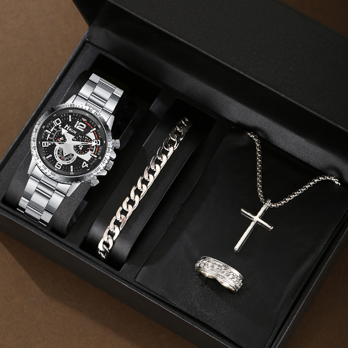 Versatile Steel Belt Quartz Watch Cross Jewelry