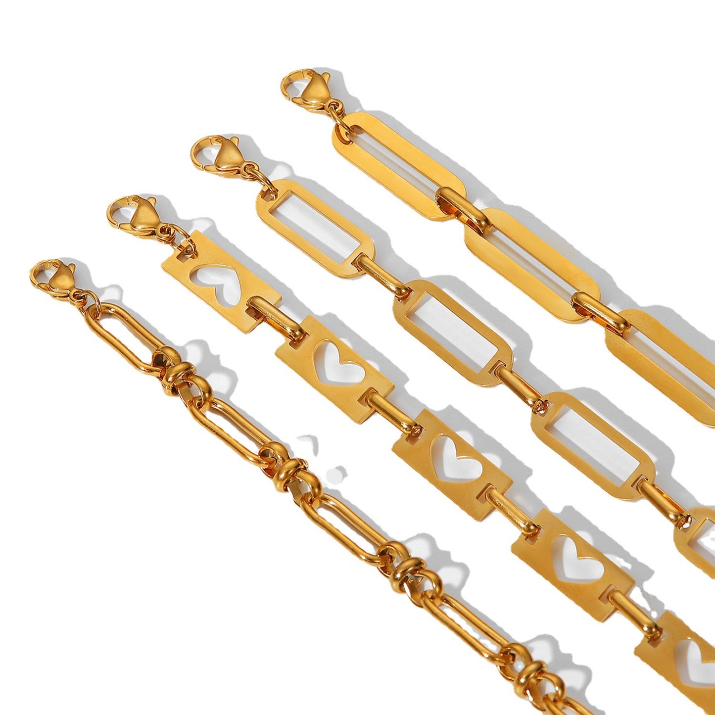 Pulsera con hebilla cruzada y cadena hueca 