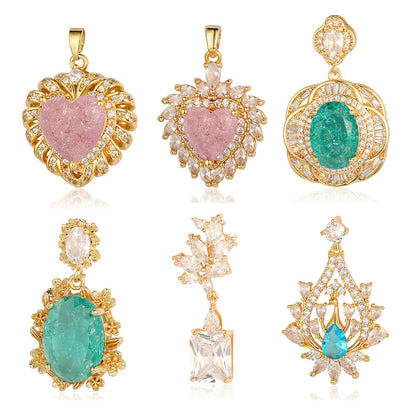 Copper zircon pendant water drop oval square