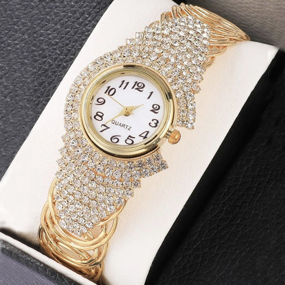 Diamond Bracelet Quartz Watch Necklace Ring Earrings
