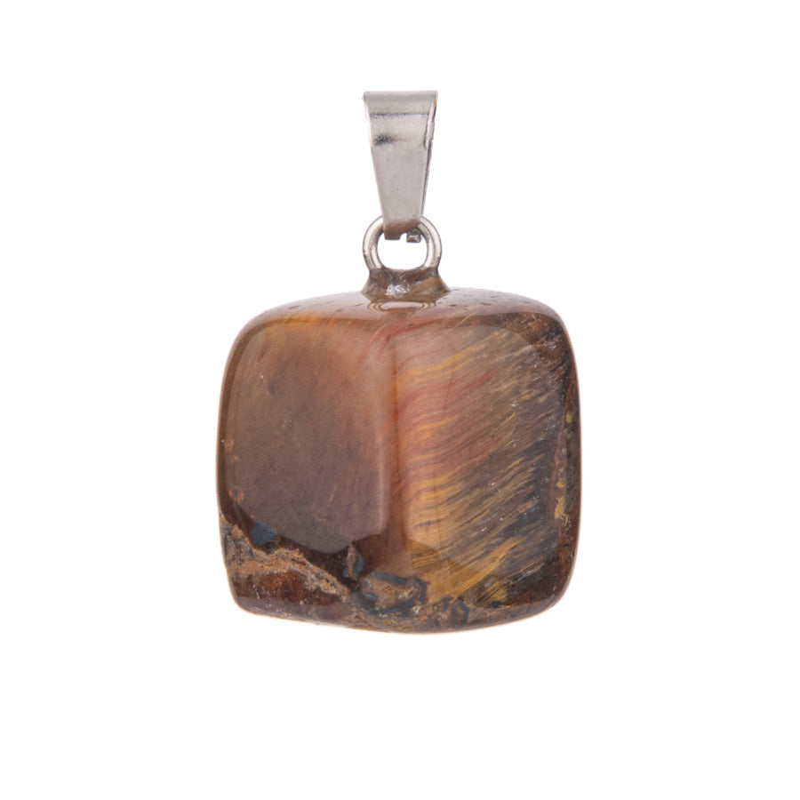 Crystal amorphous semi-precious stone cube pendant
