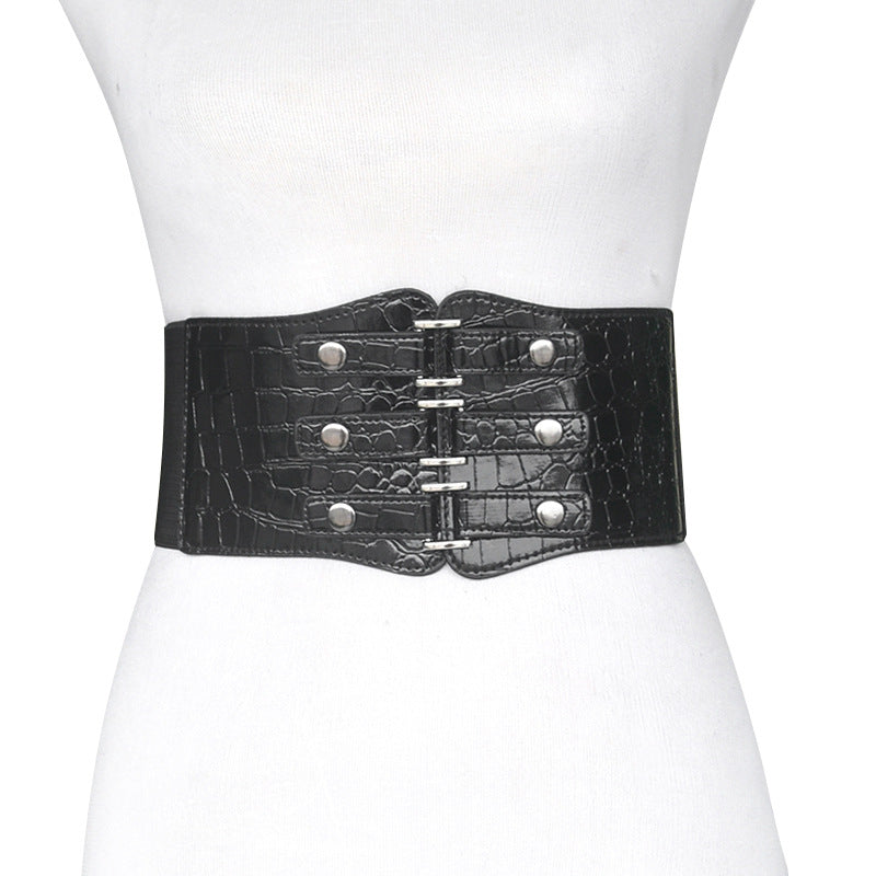 Black extra wide waist seal female alligator pattern