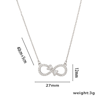 Colar de coração simples e elegante em formato de 8 com zircão, presente versátil para mulheres 