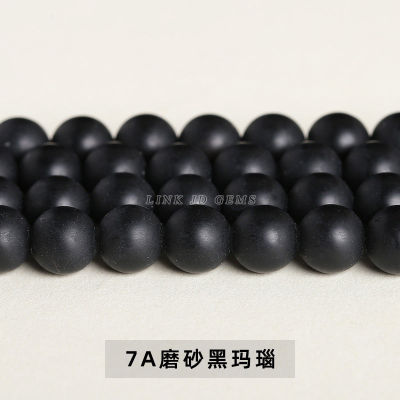 Black agate loose beads DIY jewelry accessories