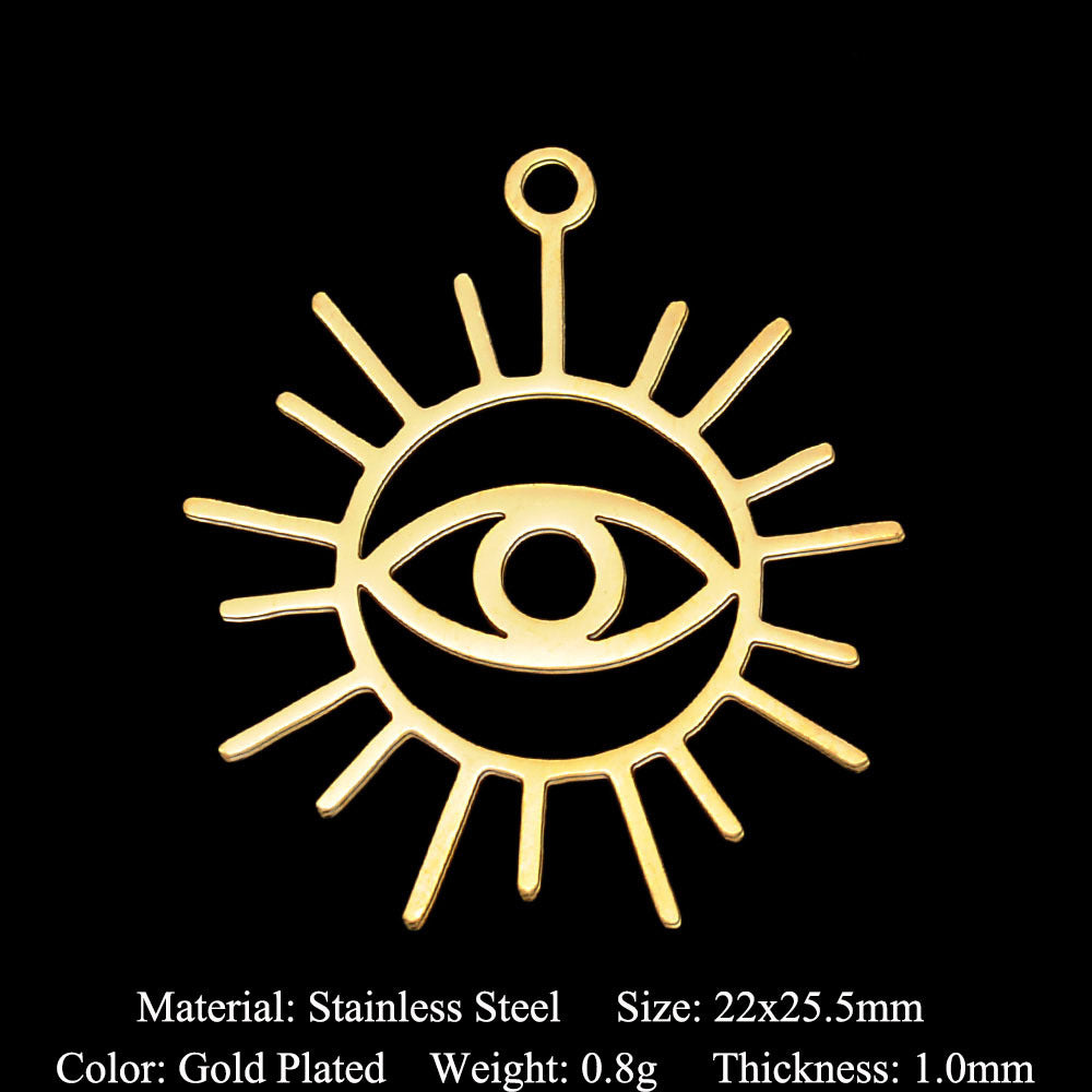 5 pcs/pack stainless steel card star and moon eye pendant.