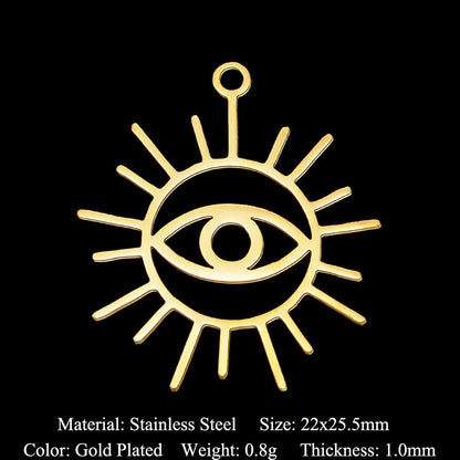 5 pcs/pack stainless steel card star and moon eye pendant.