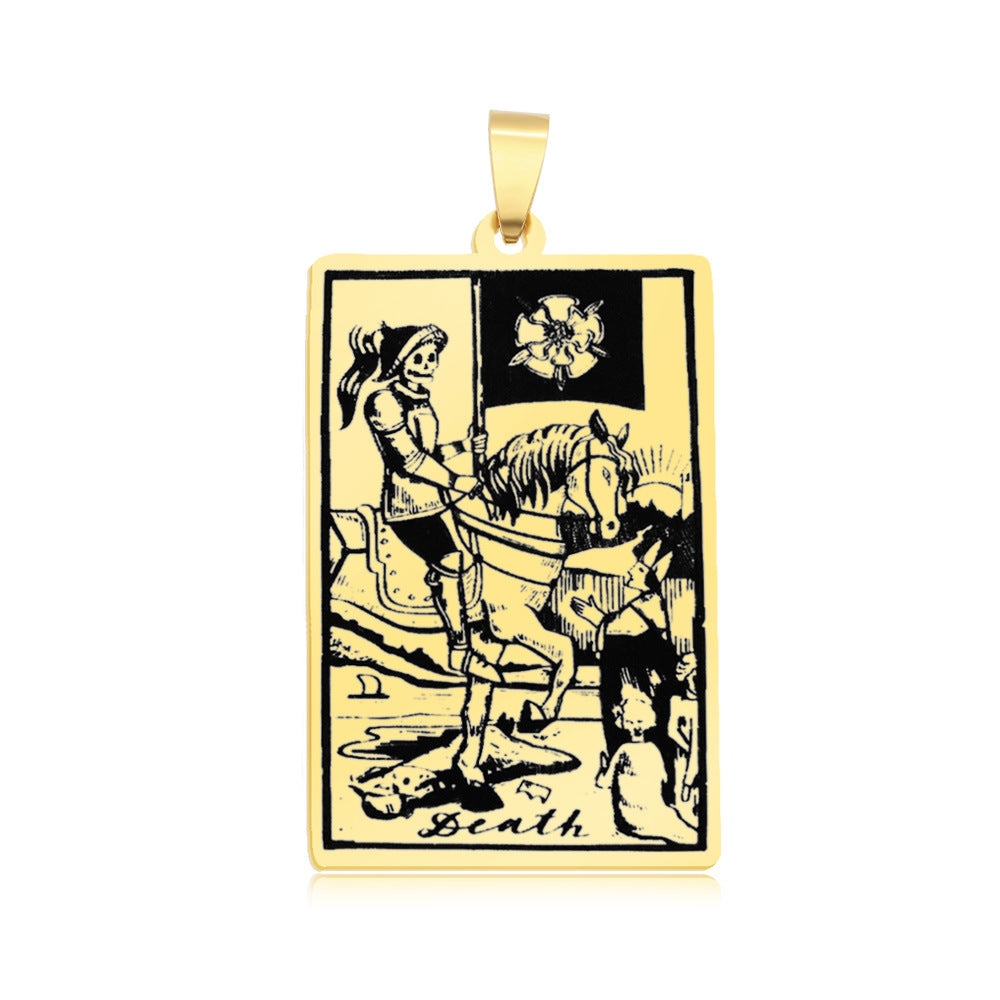 5 pcs/pack, gold tarot titanium steel pendant.