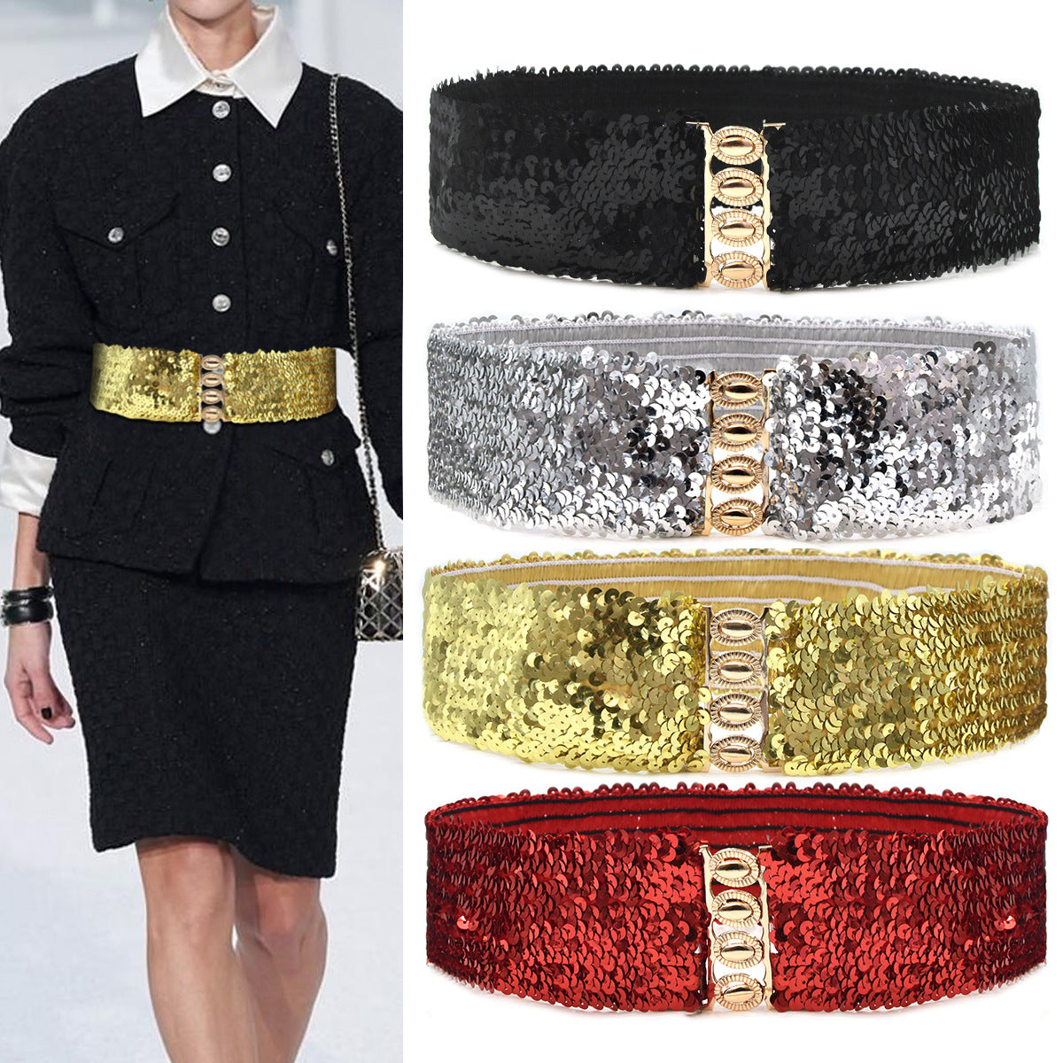 Personalized fish scales belt elastic