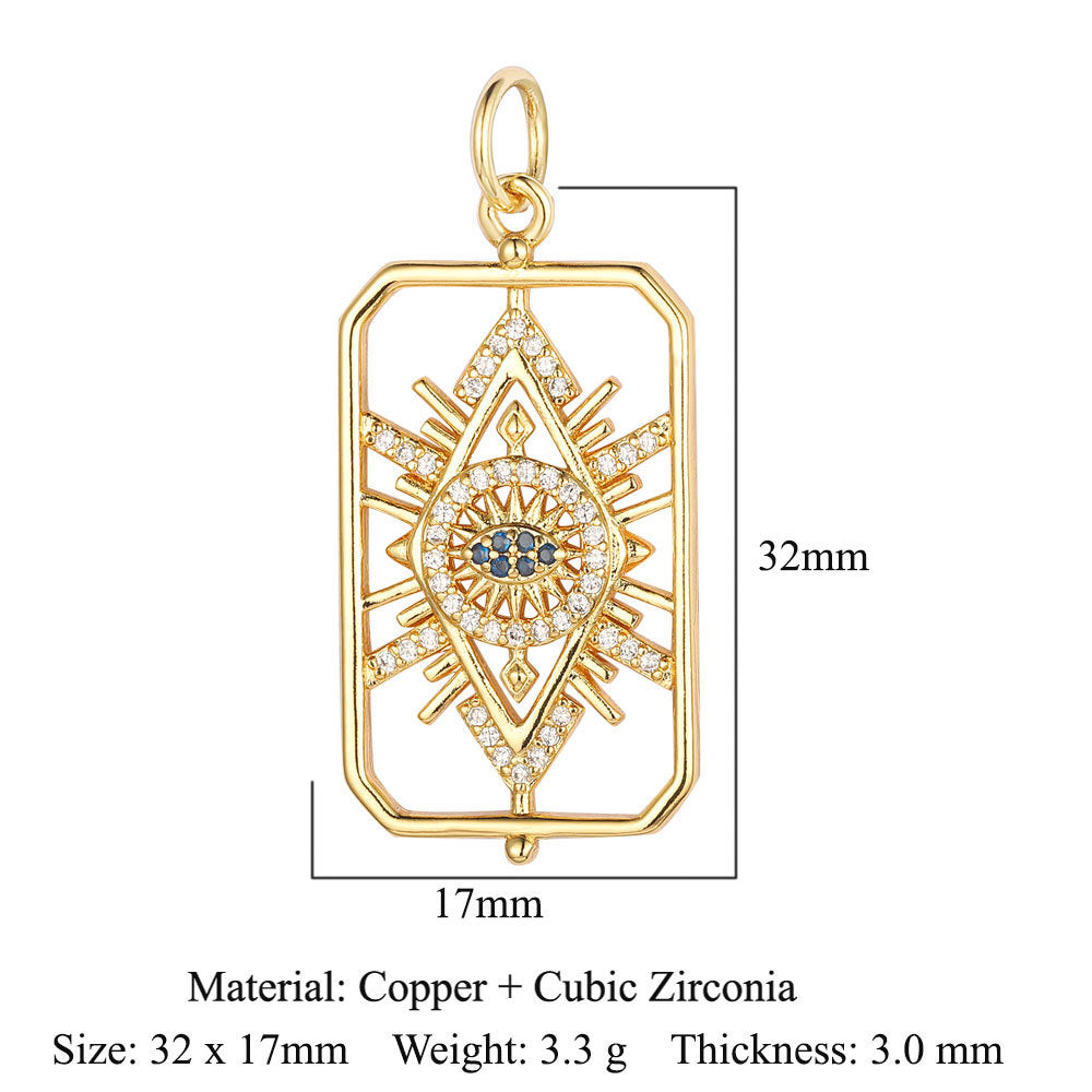 Devil's Eye Copper Zircon DIY Jewelry Pendant