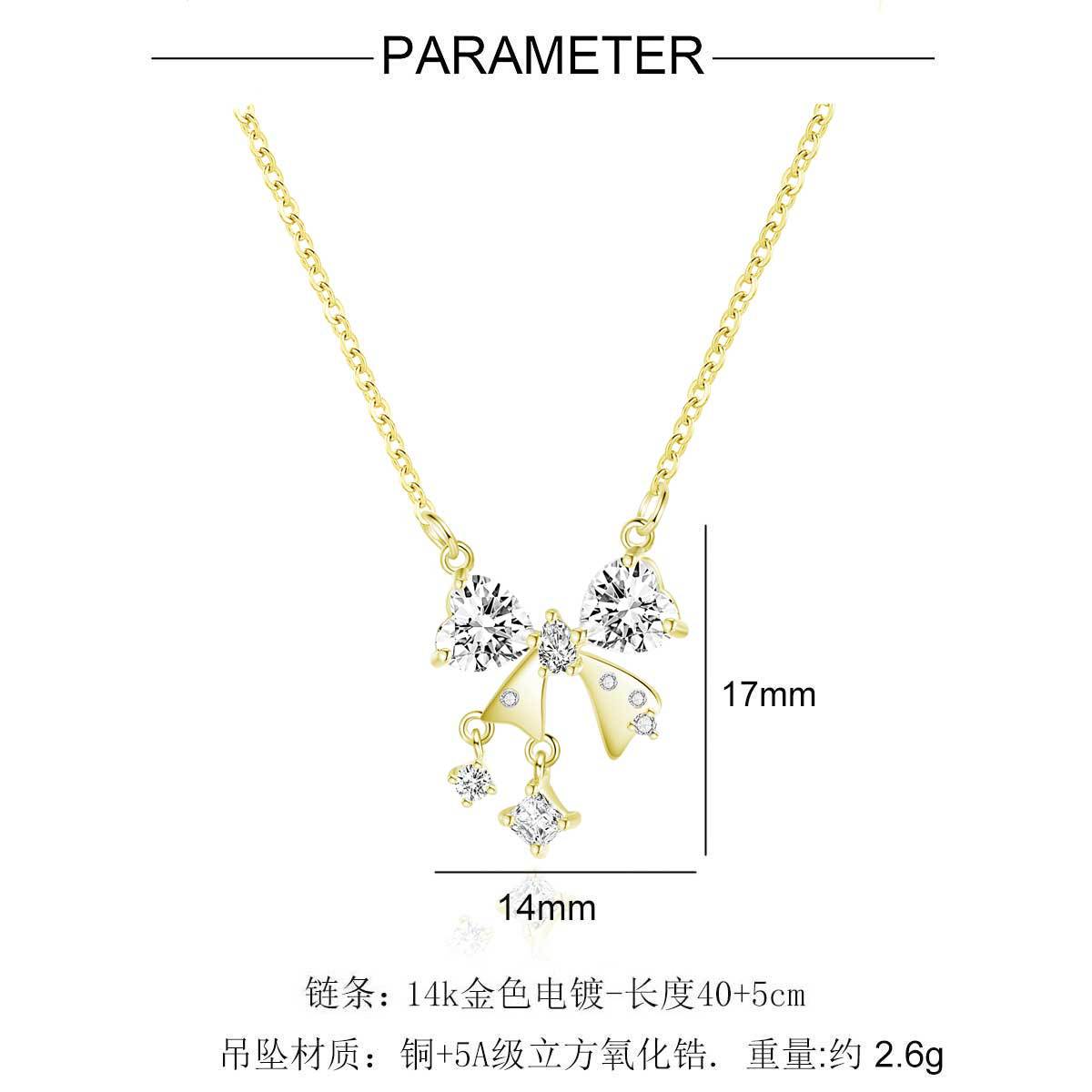 14K gold copper inlaid 5A zircon love necklace