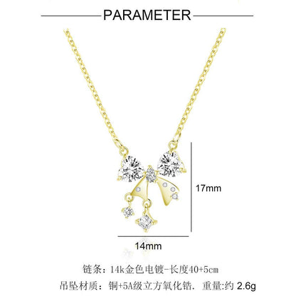 14K gold copper inlaid 5A zircon love necklace