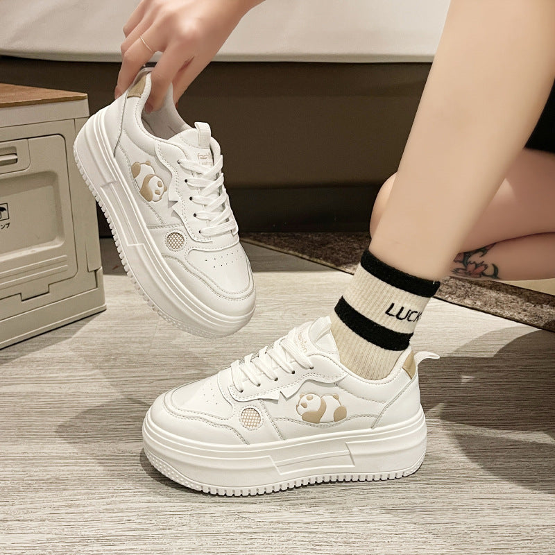 Thick baseplate shoes female white