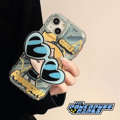 Water Wave Case iPhone15 Pro X Powerpuff Girls Sunglasses Stand
