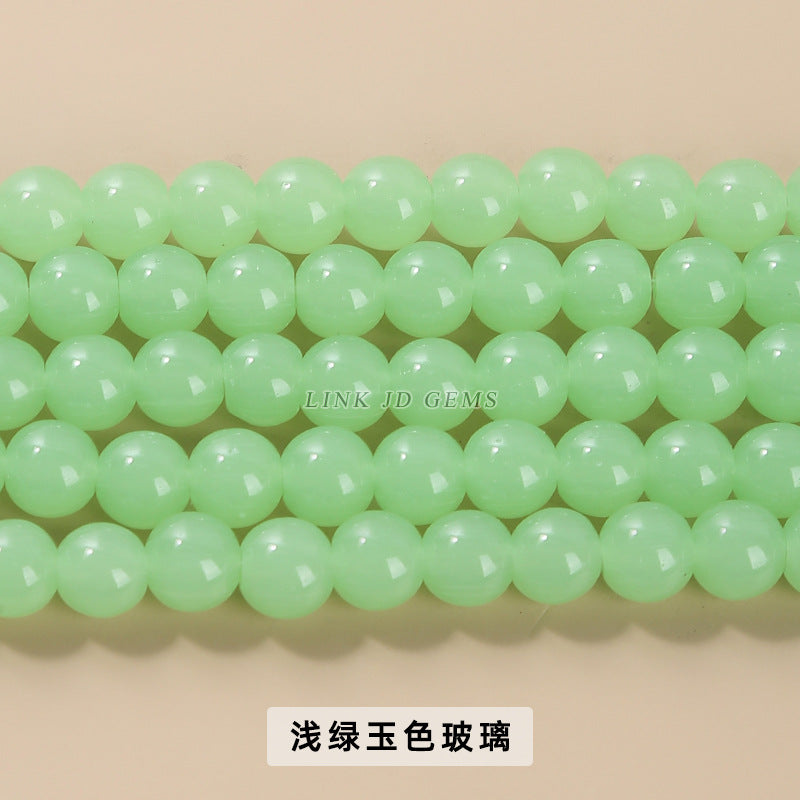 Color porcelain glass beads imitation jade round beads loose beads