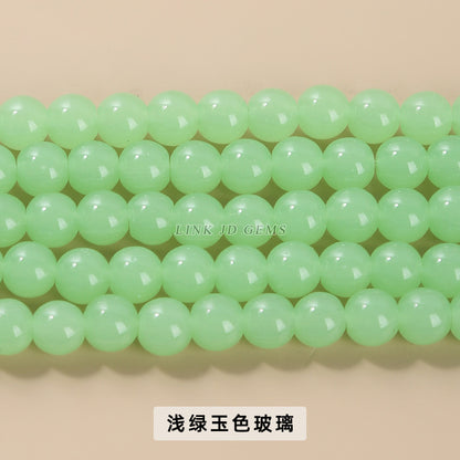 Color porcelain glass beads imitation jade round beads loose beads