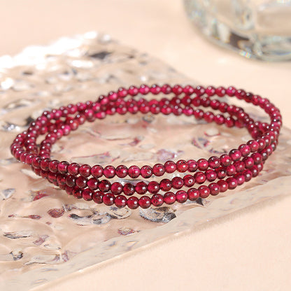 2-4Mm Natural Garnet Crystal Multi-Circle Bracelet