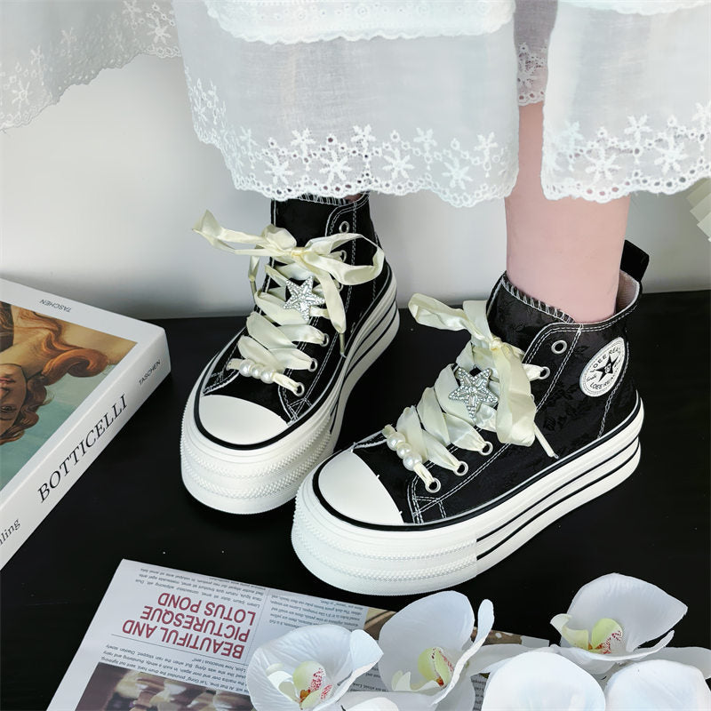 Chinese style thick-soled casual height-increasing sneakers
