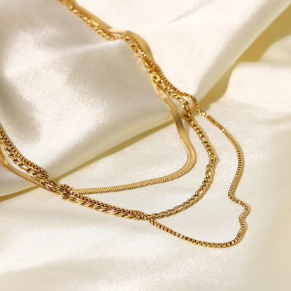 Gold Blade Chain Figaro Chain Necklace
