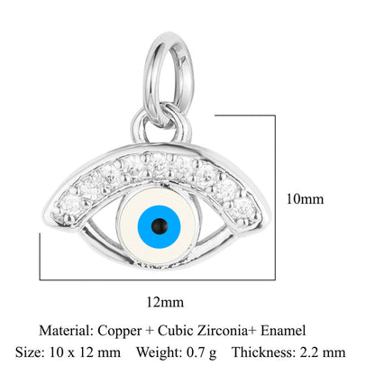 Colgante de cobre y circonita con forma de ojo del diablo y siete cuentas 