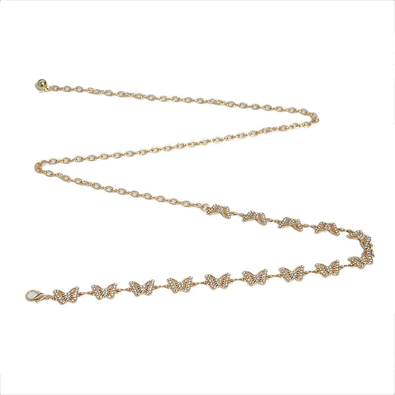 Butterfly rhinestone inlaid decorative metal chain