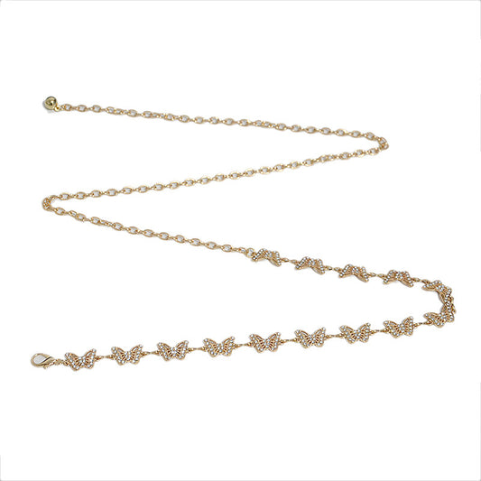 Butterfly rhinestone inlaid decorative metal chain