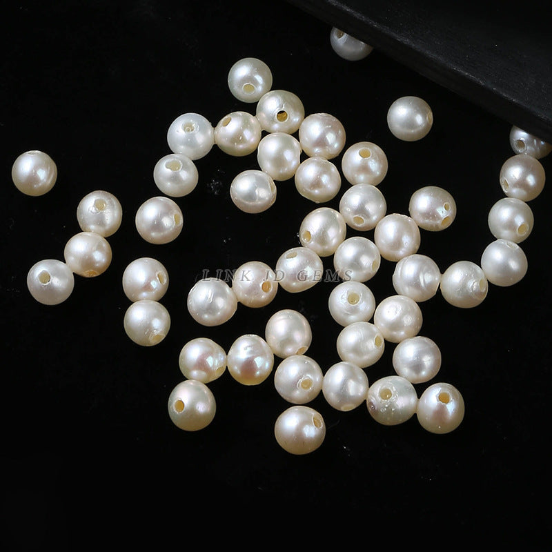 4-5Mm natural freshwater punched round macroporous pearl loose beads