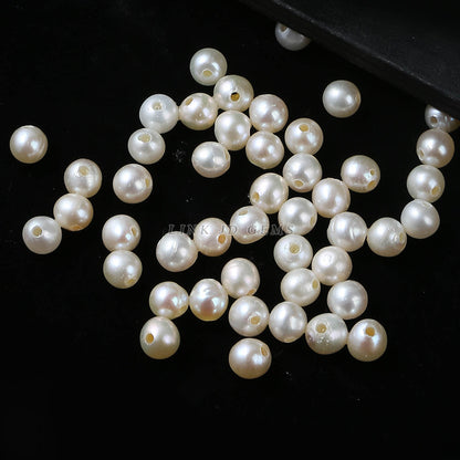 4-5Mm natural freshwater punched round macroporous pearl loose beads