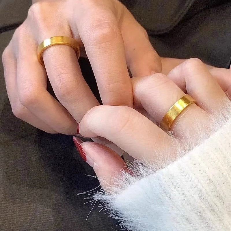 18K Gold-Plated Titanium Steel Plain Couple Ring