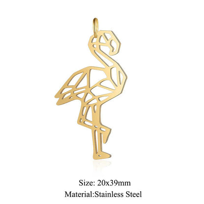 5 pcs/titanium steel large accessories paper-cut animal pendant