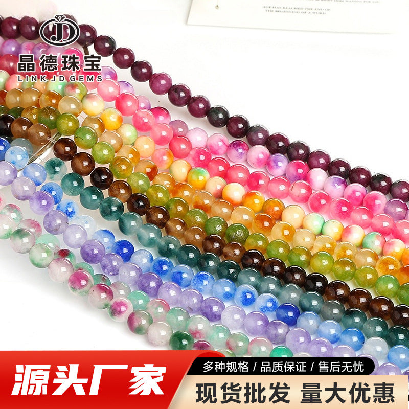 Colored jade round beads
