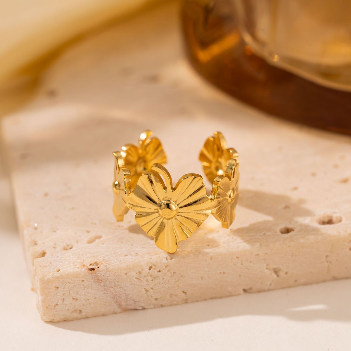 Titanium Steel Leaf Ring