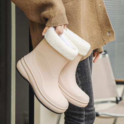 Short rain shoes women's cotton non-slip