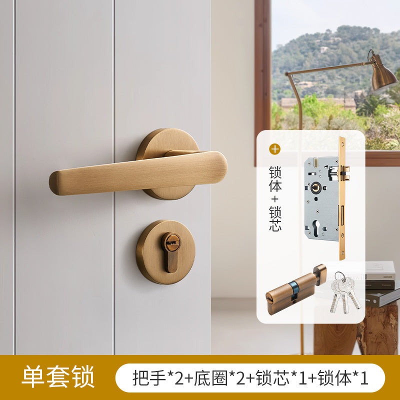 Door handle gold brass door lock