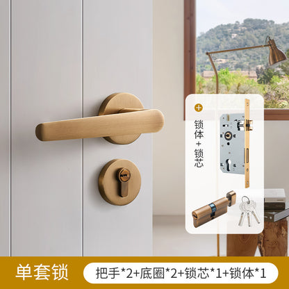 Door handle gold brass door lock