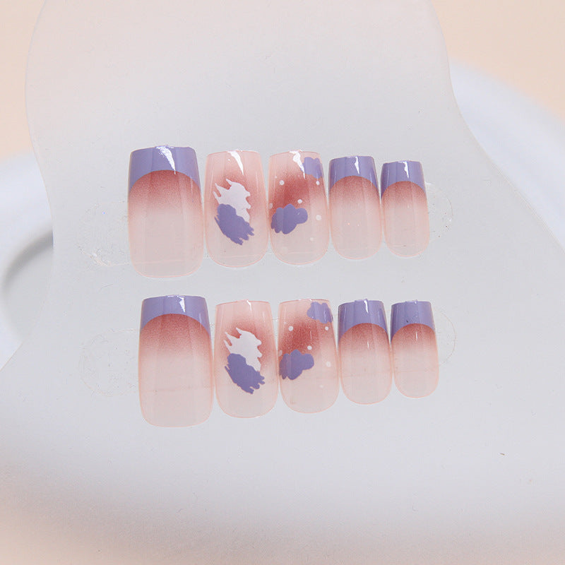 Spring French Gradient Polka Dot Medium T Ballerina Nails