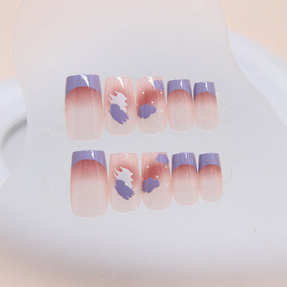 Spring French Gradient Polka Dot Medium T Ballerina Nails