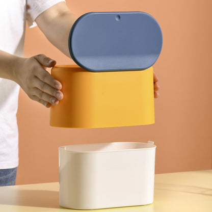Desktop Wastebasket with LidPress & Pop Lid Type