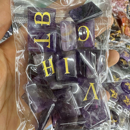 Crystal rectangular 26 English letters carved ornaments