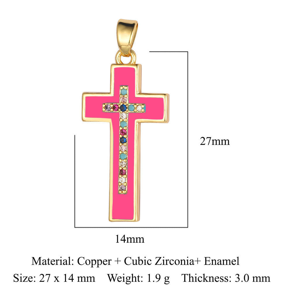 Color zirconium copper micro-inlaid zircon necklace pendant