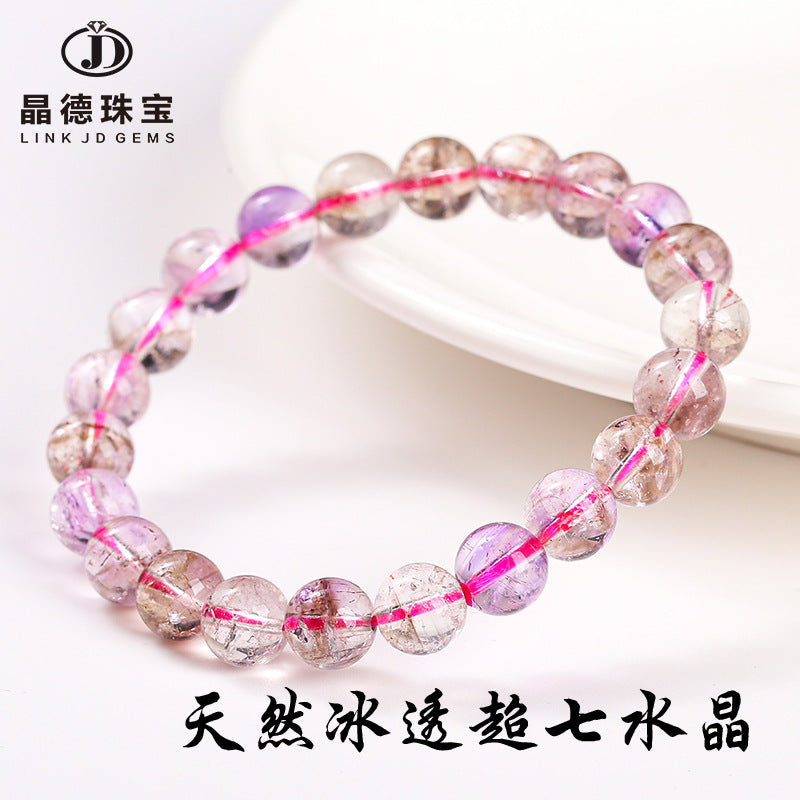 Pulsera de siete cristales transparentes de hielo natural 5A 