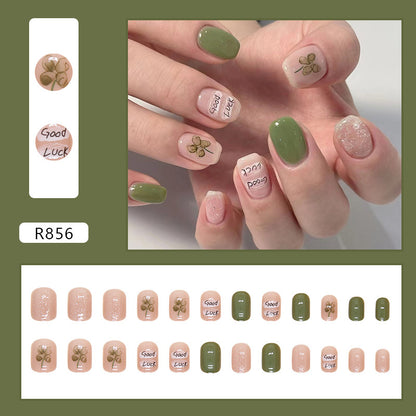 Spring Summer Fresh Green Short Square Nail Stickers