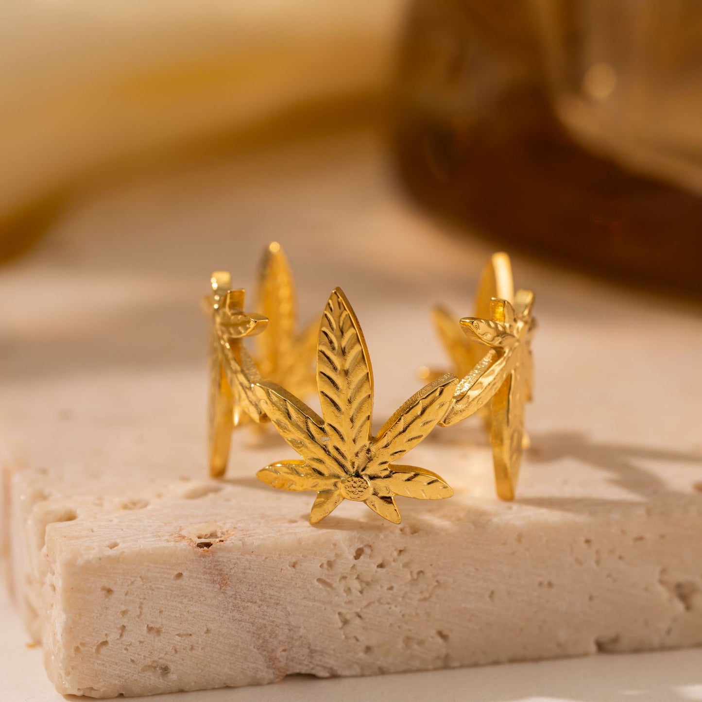 Titanium Steel Leaf Ring