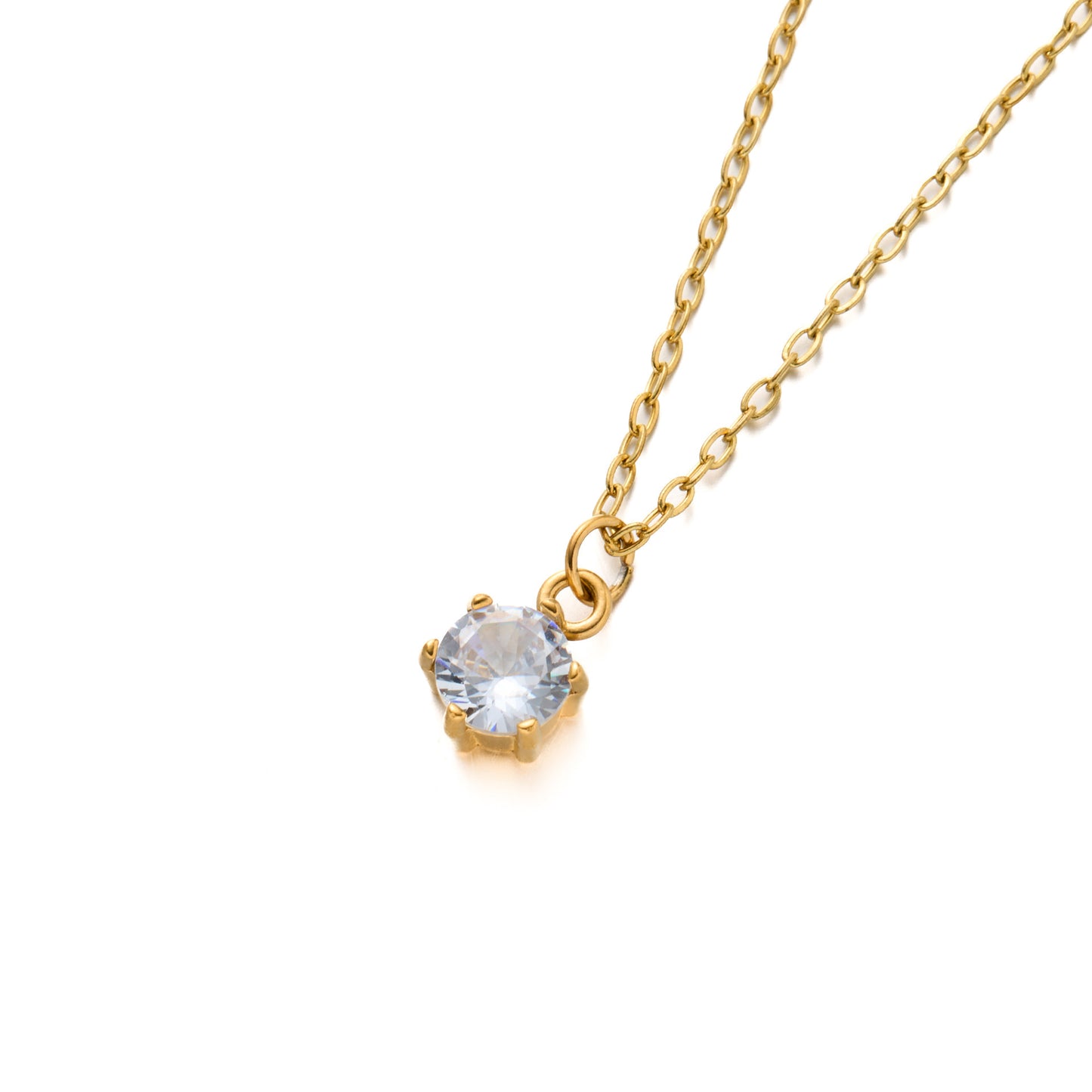 Titanium Steel Single Diamond Necklace