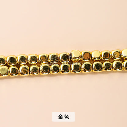 2/3/4 mm electroplated black gallstone rounded square loose beads