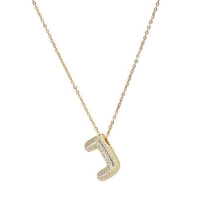 fashion A-Z Copper Zircon Letter Necklace Pendant