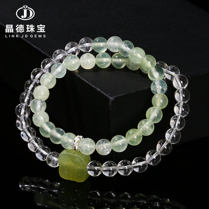 7A Natural White Crystal Grape Stone Double Ring Bracelet