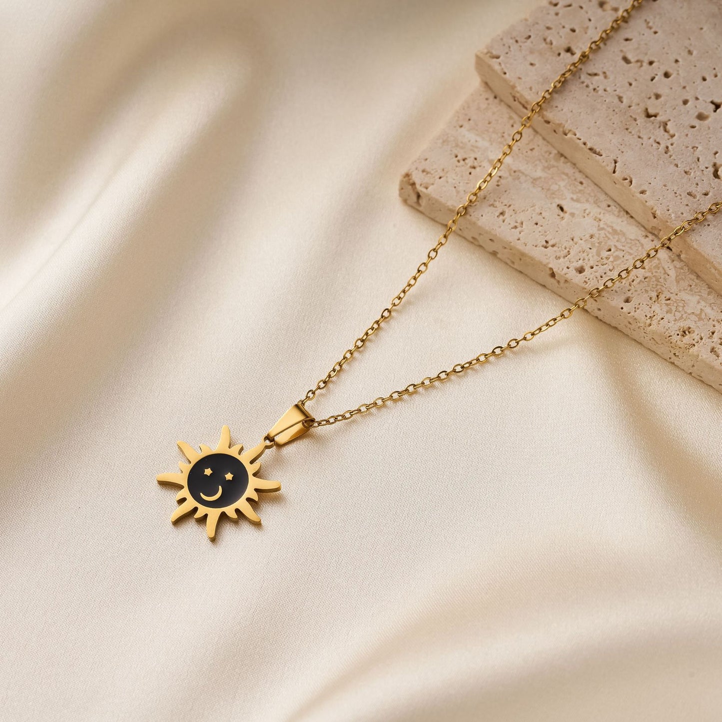 Titanium Steel Sun & Moon Necklace