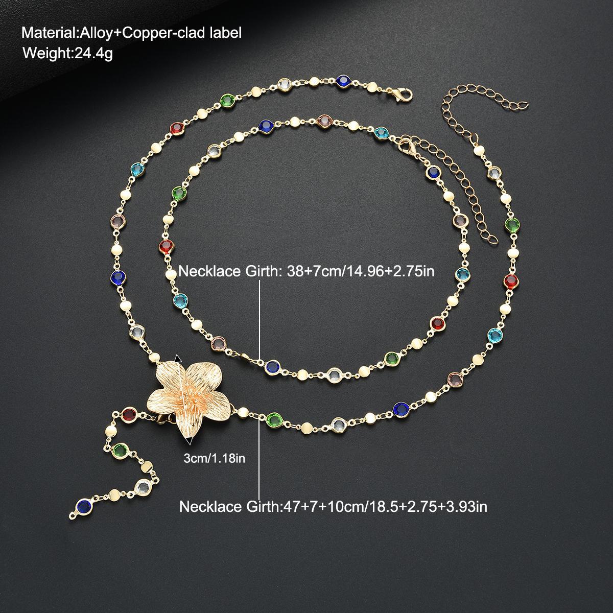 Zircon Flower Fringe Necklace Set