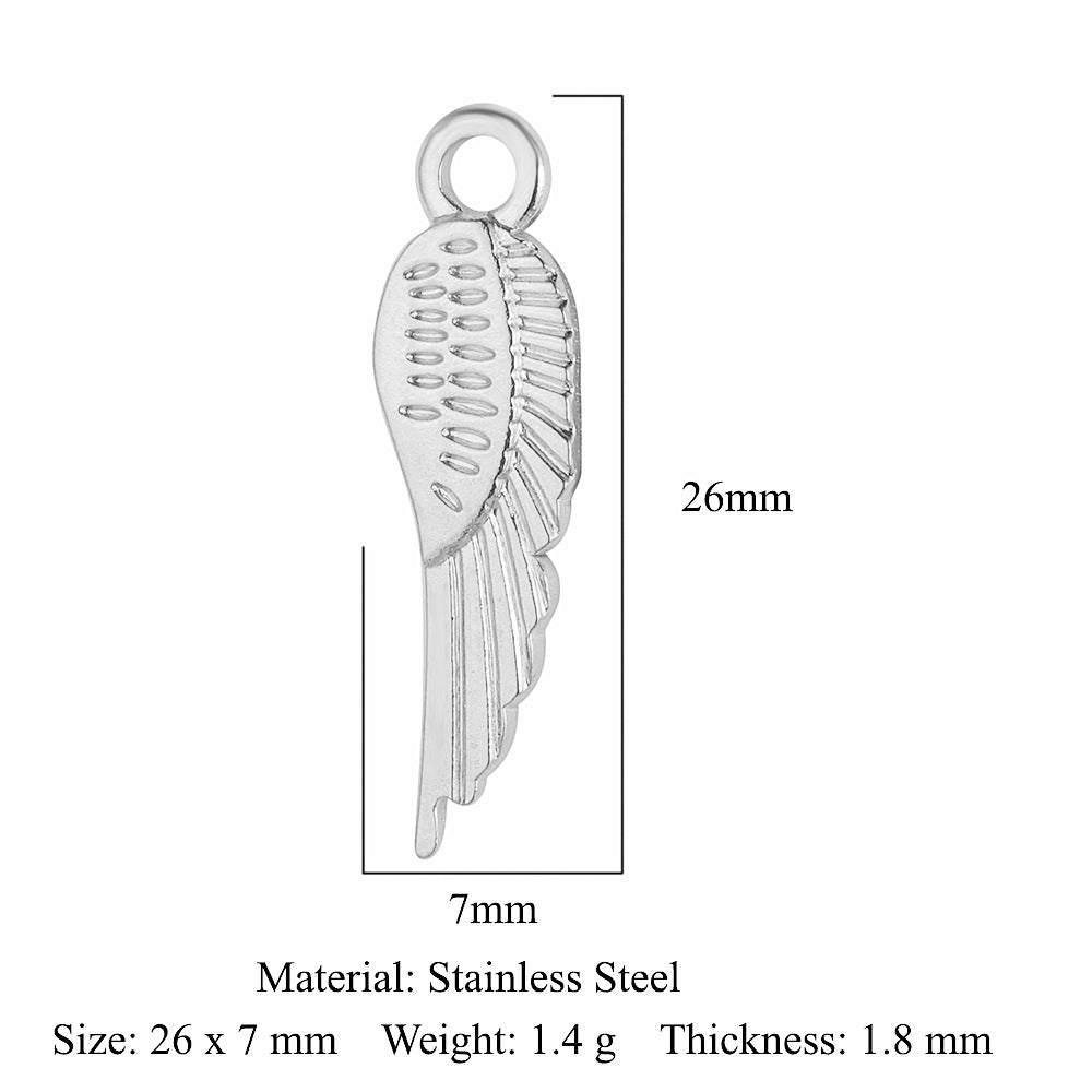 5 pcs/pack leaf wing bow stainless steel pendant