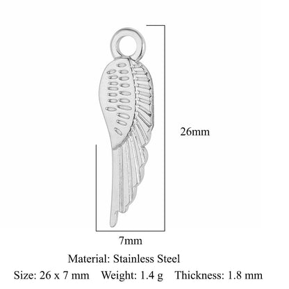 5 pcs/pack leaf wing bow stainless steel pendant